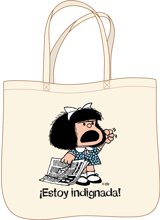 Bolsa Mafalda. Tote bag ¡ESTOY INDIGNADA!: portada